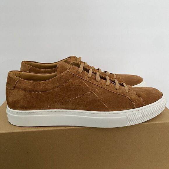Cobbler Union Uno Sneaker Shoes Mens US 12 UK 11 Cognac Brown Suede Leather NEW - Picture 3 of 13